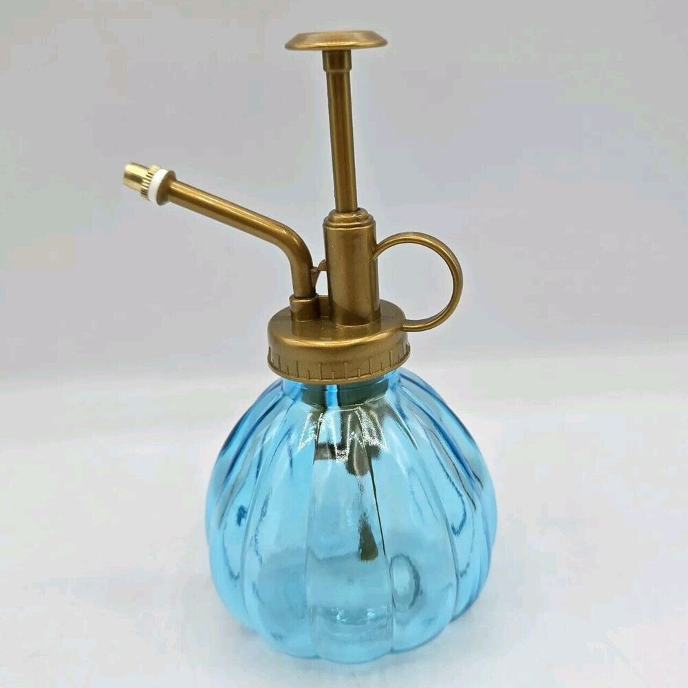 6" Vintage Glass Water Plant Atomizer Mister Sprayer Rare Blue Antique Look